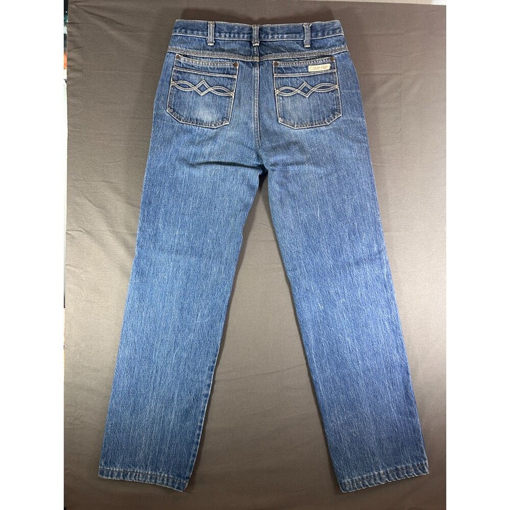 Vtg 80s 90s Calvin Klein High Waist Straight Jeans Made in USA 100% Cotton 34 - Picture 2 of 9